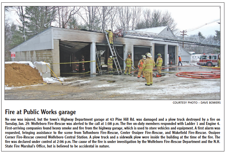 Fire In Wolfeboro DPW Garage Winnipesaukee Forum