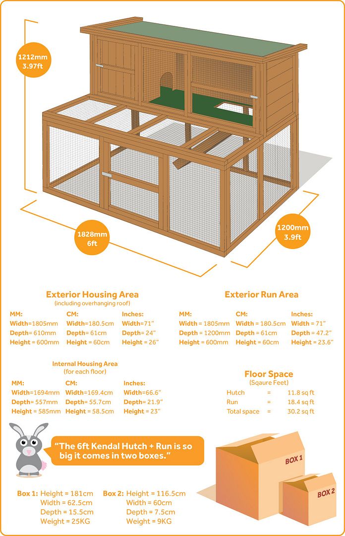 6ft Kendal Extra Large Rabbit Hutch and Run eBay