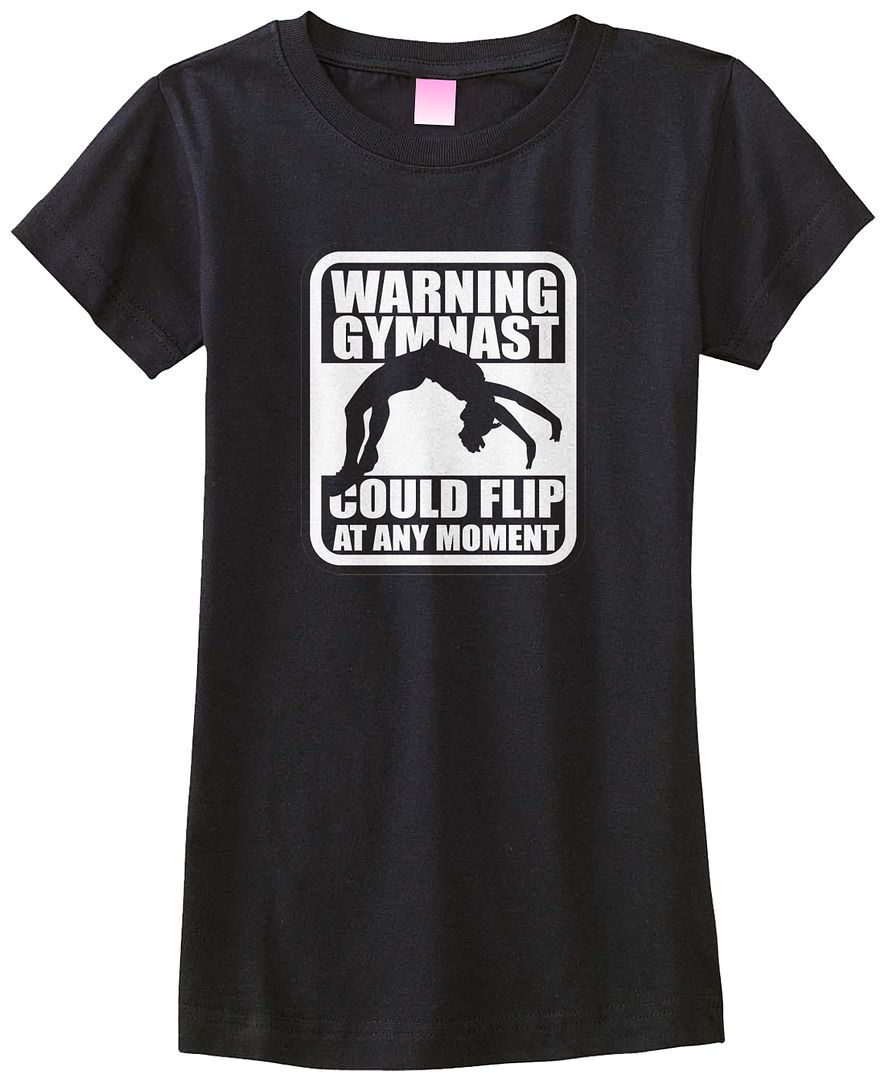 Threadrock Girls Warning Gymnast Could Flip At Any Moment Fitted T-shirt - Picture 2 of 5