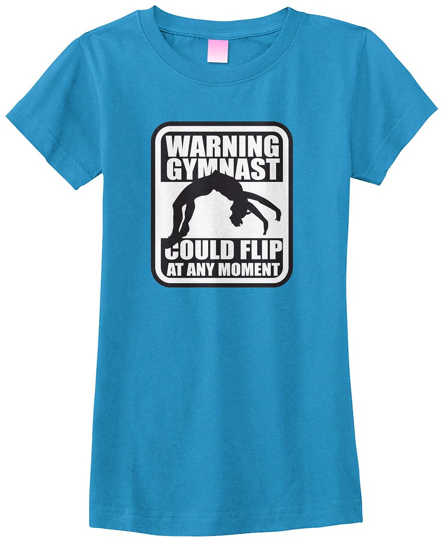 Threadrock Girls Warning Gymnast Could Flip At Any Moment Fitted T-shirt - Picture 5 of 5