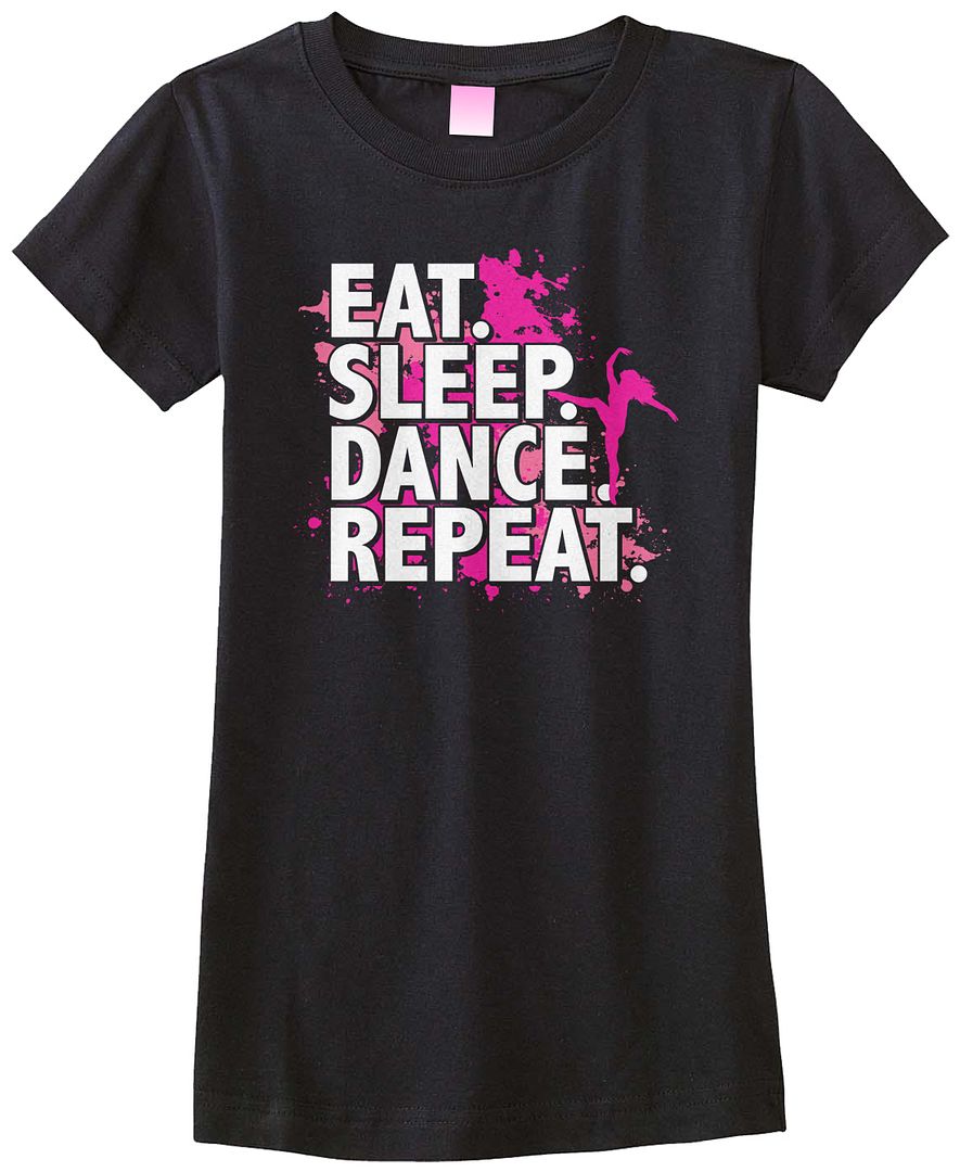Threadrock Girls Eat Sleep Dance Repeat Fitted T-shirt Dancing Dancer Team - Picture 2 of 6