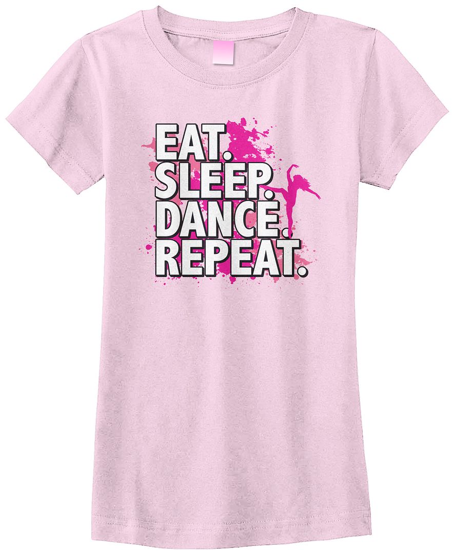 Threadrock Girls Eat Sleep Dance Repeat Fitted T-shirt Dancing Dancer Team - Picture 3 of 6