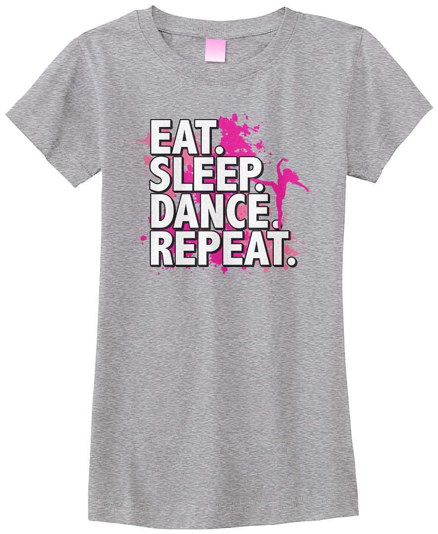 Threadrock Girls Eat Sleep Dance Repeat Fitted T-shirt Dancing Dancer Team - Picture 5 of 6