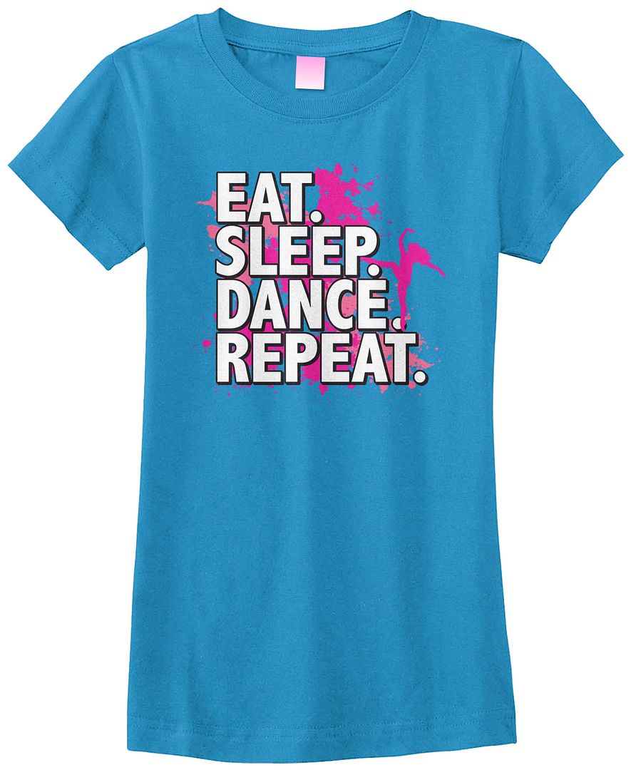 Threadrock Girls Eat Sleep Dance Repeat Fitted T-shirt Dancing Dancer Team - Picture 6 of 6