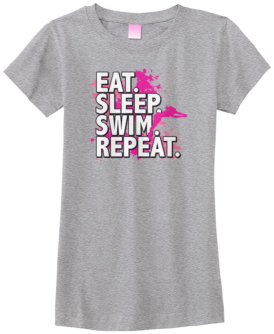T-shirt soldes Threadrock filles mangent sommeil natation répété ajusté slogan sport natation