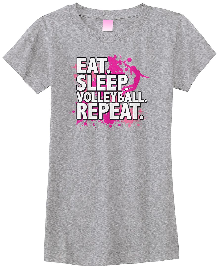 Threadrock Girls Eat Sleep Volleyball Fitted T-shirt Sport Slogan Spike - Picture 7 of 8