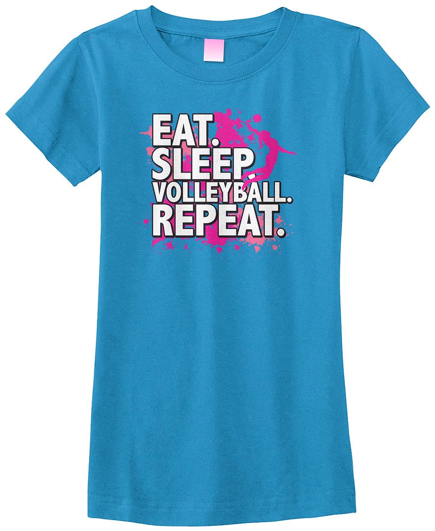 Threadrock Girls Eat Sleep Volleyball Fitted T-shirt Sport Slogan Spike - Picture 8 of 8