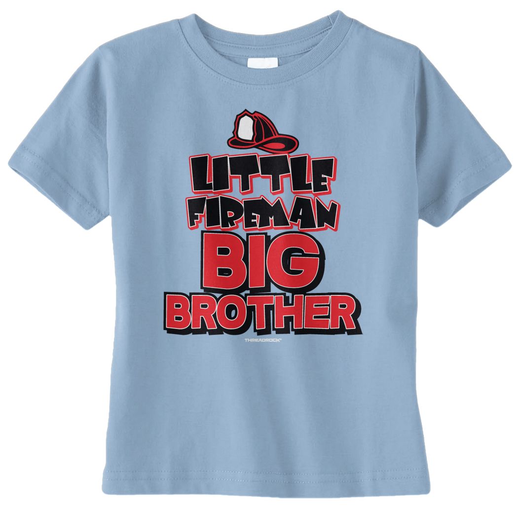 T-shirt Threadrock bambino ragazzo piccolo pompiere grande fratello bambino famiglia camion - Foto 3 di 7