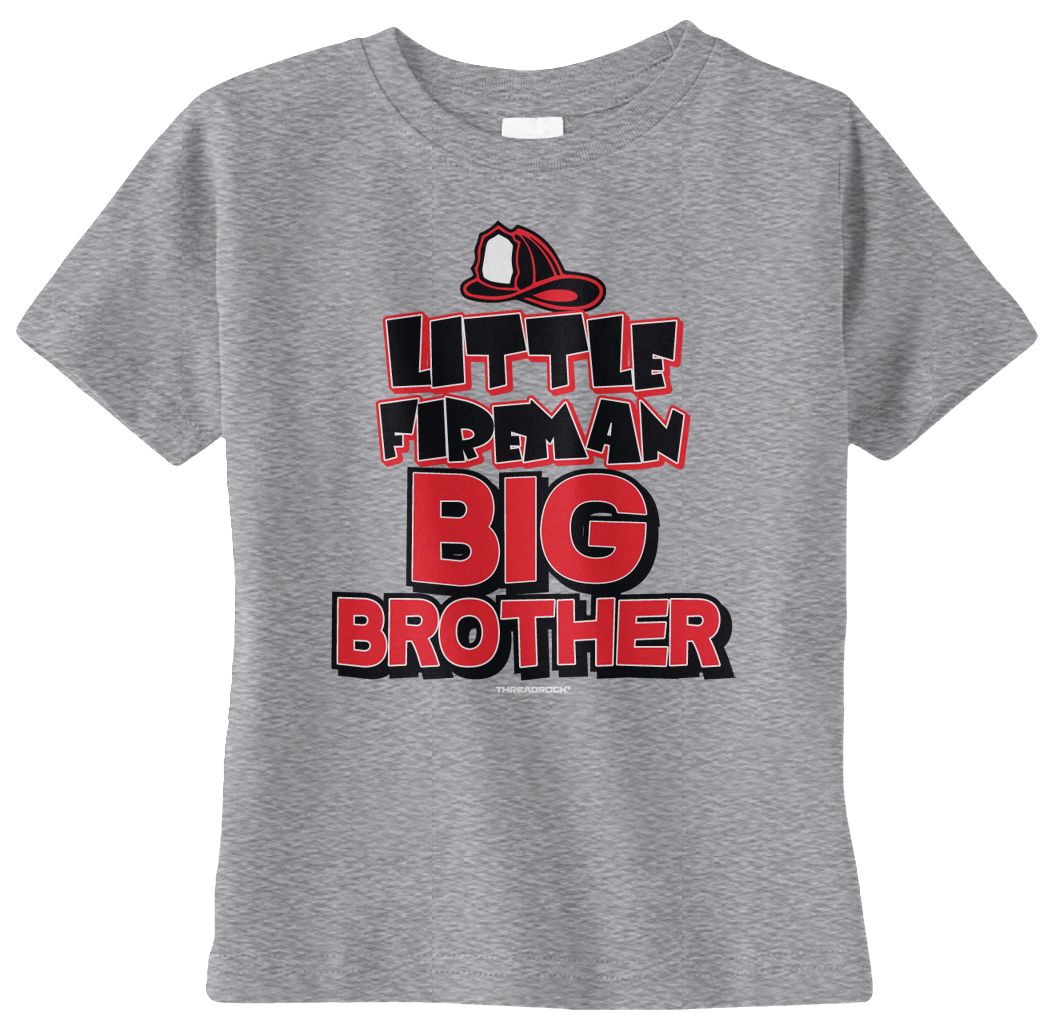 T-shirt Threadrock bambino ragazzo piccolo pompiere grande fratello bambino famiglia camion - Foto 7 di 7