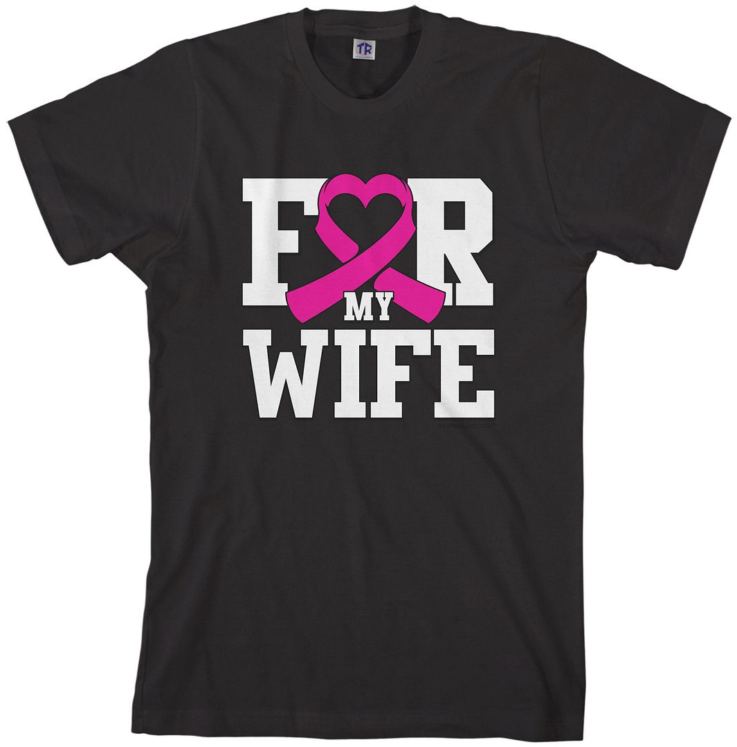 Threadrock Men's For My Wife Breast Cancer Awareness T-shirt Pink - Picture 2 of 5