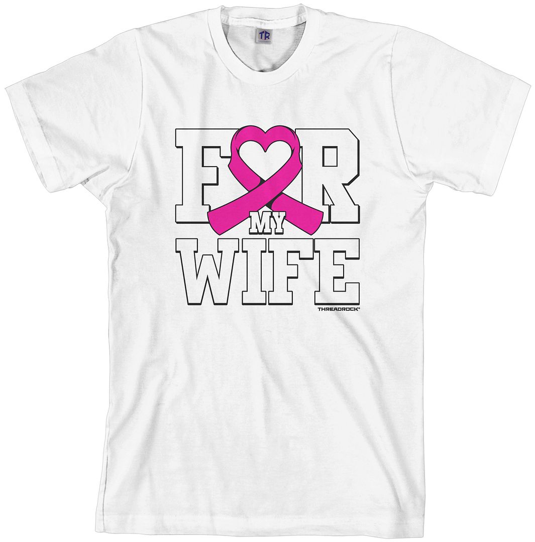 Threadrock Men's For My Wife Breast Cancer Awareness T-shirt Pink - Picture 5 of 5