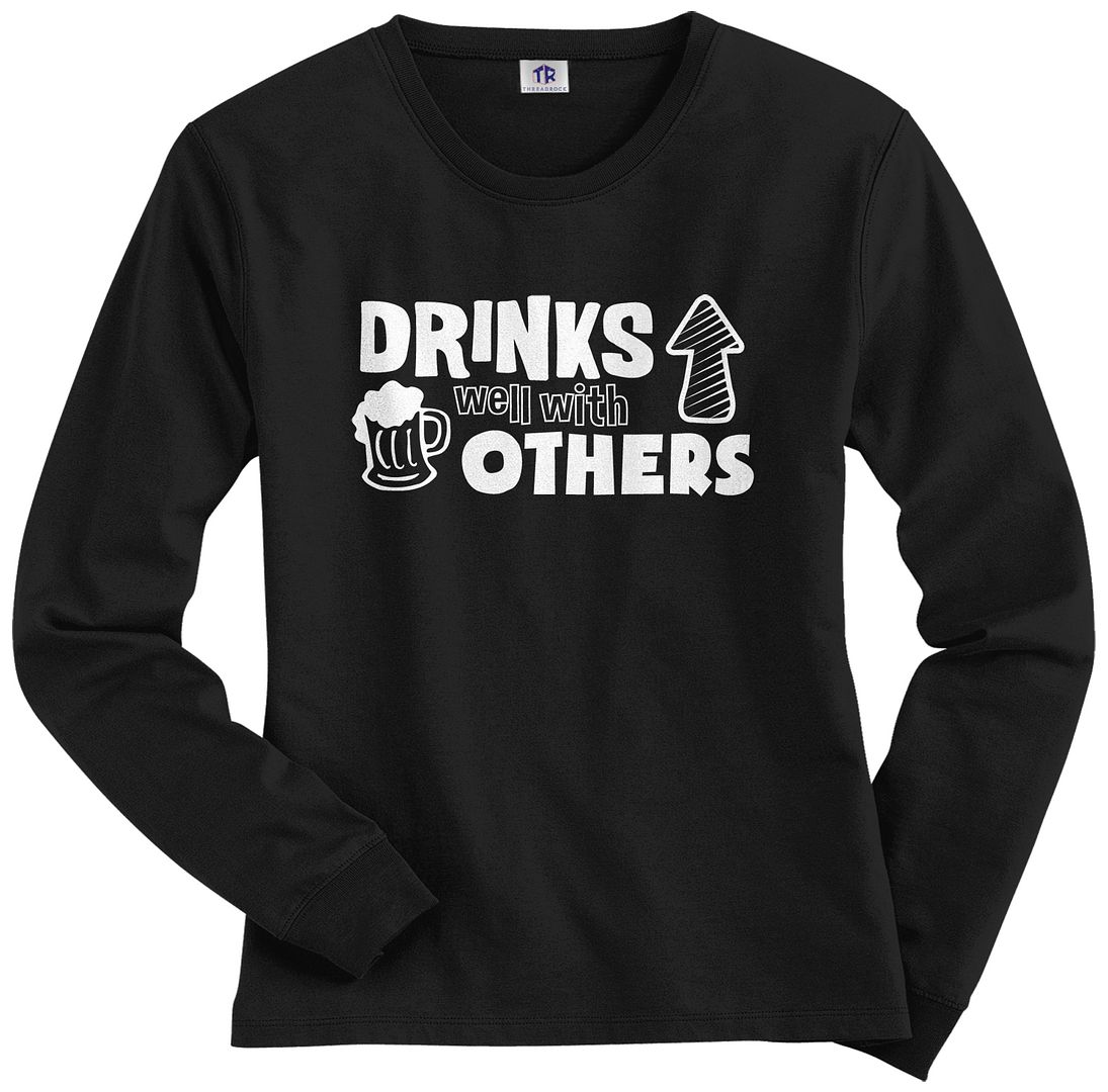 Threadrock Men/'s Drinks Well with Others Hoodie Sweatshirt Funny Beer