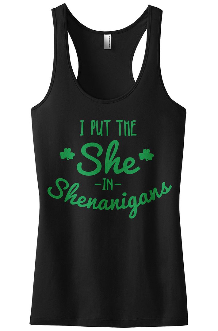 Threadrock Women's I Put the She in Shenanigans Racerback Tank Top Irish Pride - Picture 2 of 10