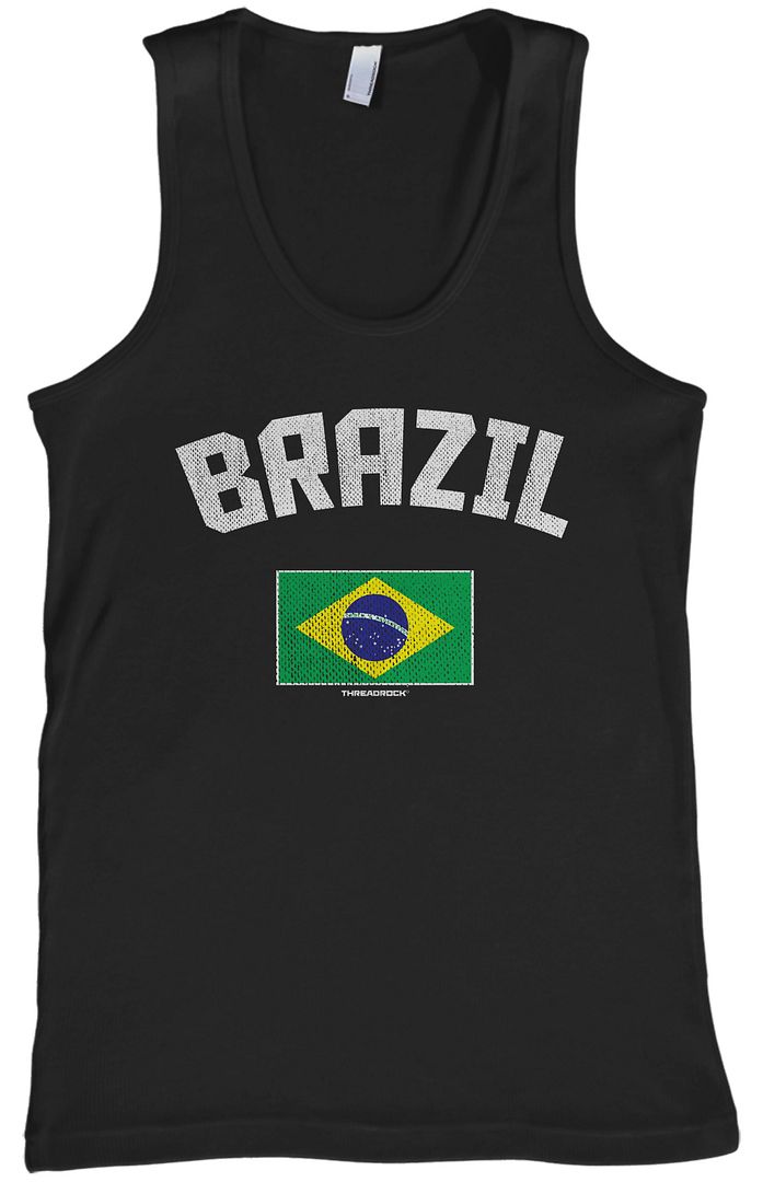 Threadrock Men's Brazil Brazilian Flag Tank Top Brasil Pride - Picture 2 of 7