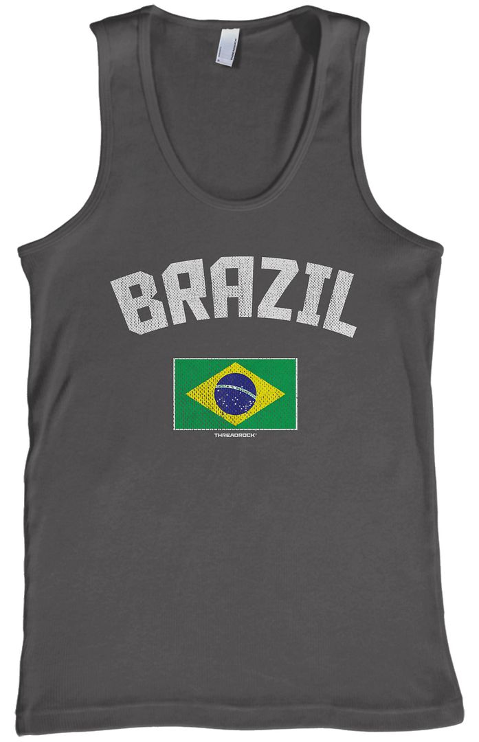 Threadrock Men's Brazil Brazilian Flag Tank Top Brasil Pride - Picture 3 of 7