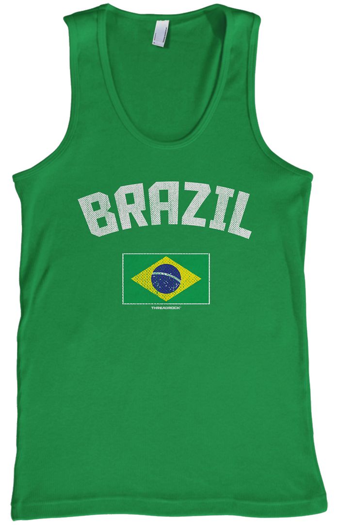 Threadrock Men's Brazil Brazilian Flag Tank Top Brasil Pride - Picture 4 of 7