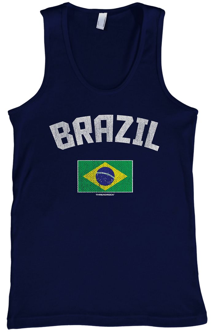 Threadrock Men's Brazil Brazilian Flag Tank Top Brasil Pride - Picture 5 of 7