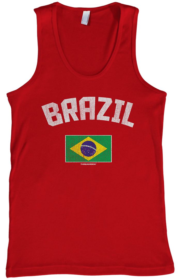 Threadrock Men's Brazil Brazilian Flag Tank Top Brasil Pride - Picture 6 of 7