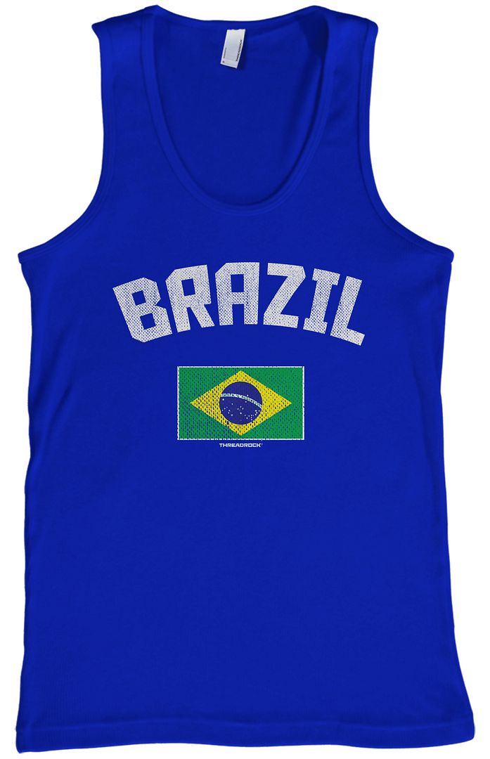 Threadrock Men's Brazil Brazilian Flag Tank Top Brasil Pride - Picture 7 of 7
