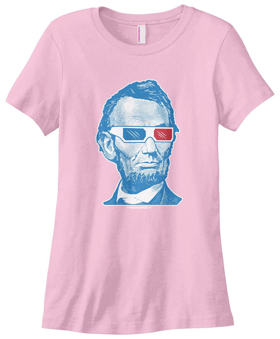 Threadrock Women's Abraham Lincoln 3D Glasses T-shirt Honest Abe USA