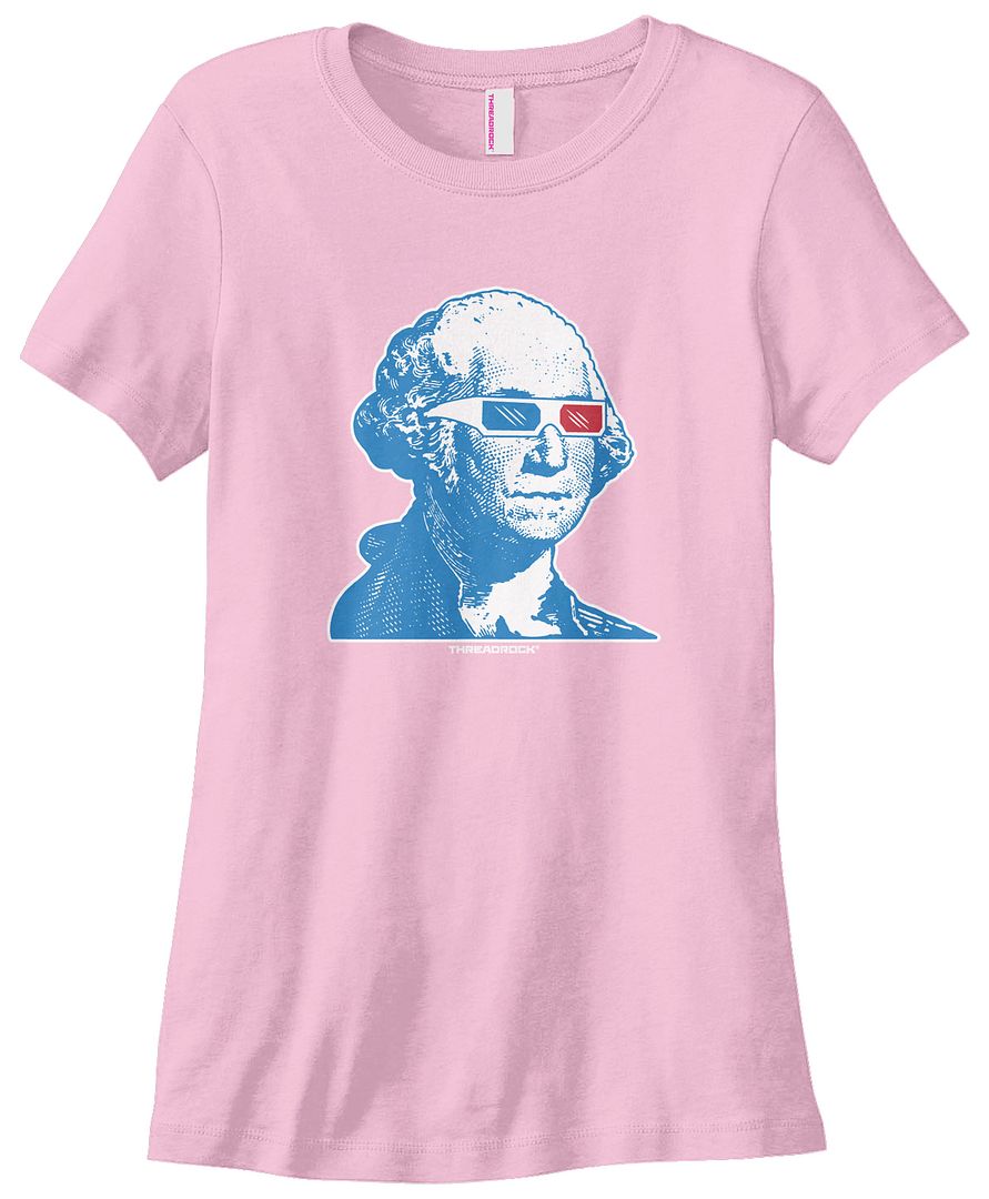 Threadrock Women's George Washington 3D Glasses T-shirt USA Patriotic