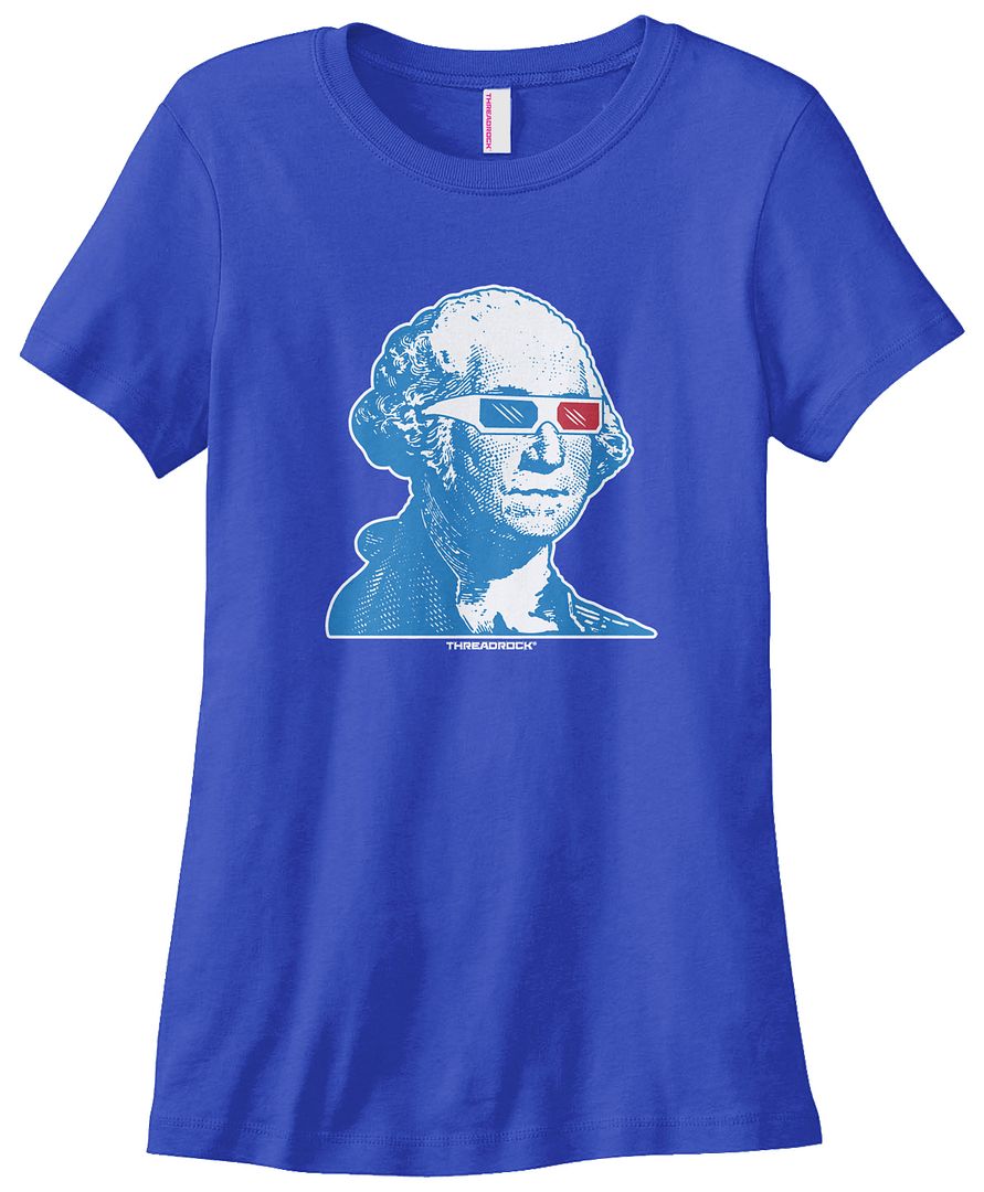 Threadrock Women's George Washington 3D Glasses T-shirt USA Patriotic