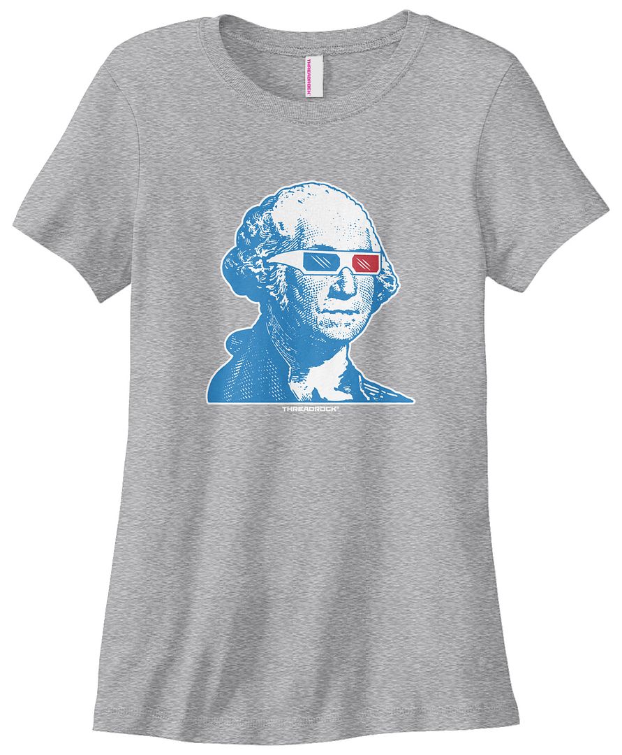 Threadrock Women's George Washington 3D Glasses T-shirt USA Patriotic