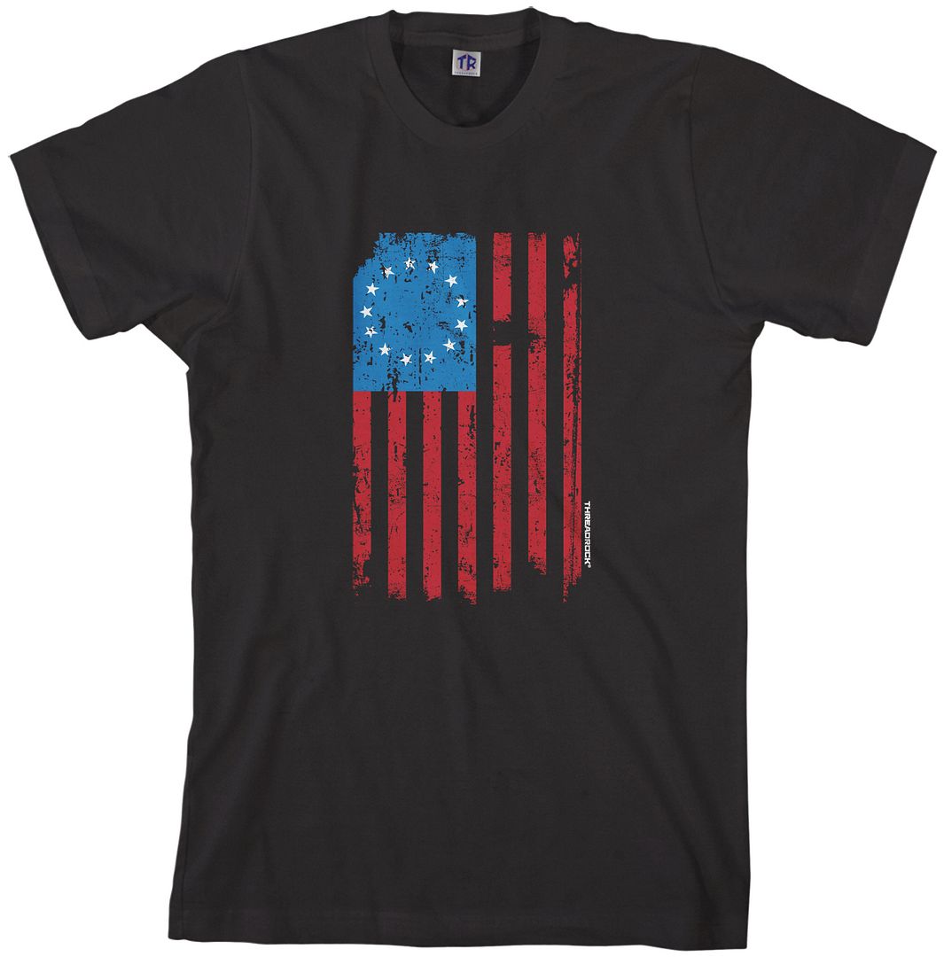 Threadrock Mens 13 Star American Flag T-shirt Betsy Ross USA History Patriotic - Picture 2 of 6