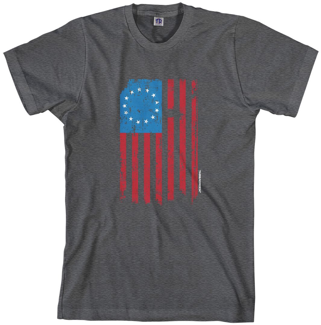 Threadrock Mens 13 Star American Flag T-shirt Betsy Ross USA History Patriotic - Picture 3 of 6
