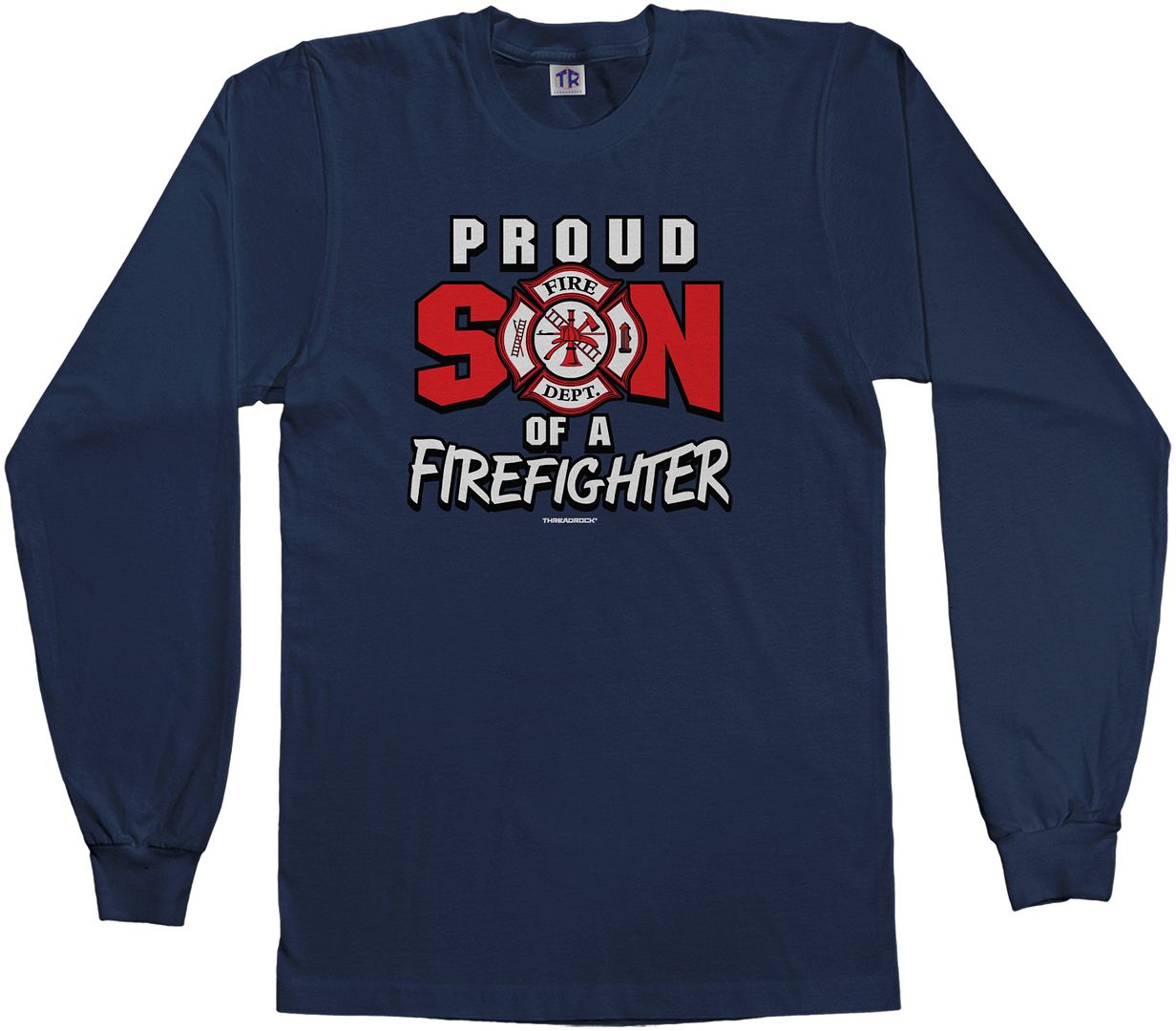 Threadrock Boys Proud Son of a Firefighter Youth L/S T-shirt Dad Daddy Fireman - Picture 2 of 4