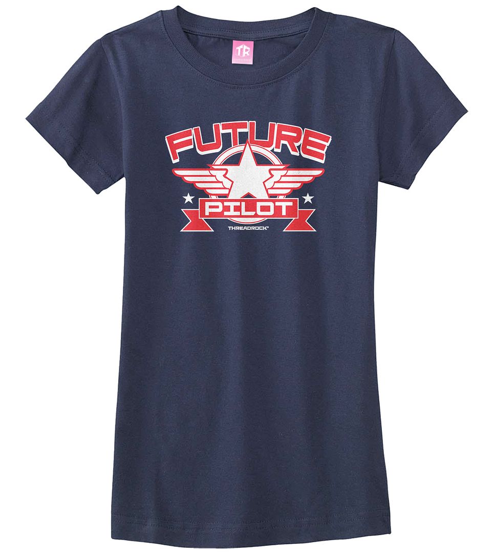 Threadrock Girls Future Pilot Fitted T-shirt Airplane Aviation Flying Plane - Picture 2 of 3
