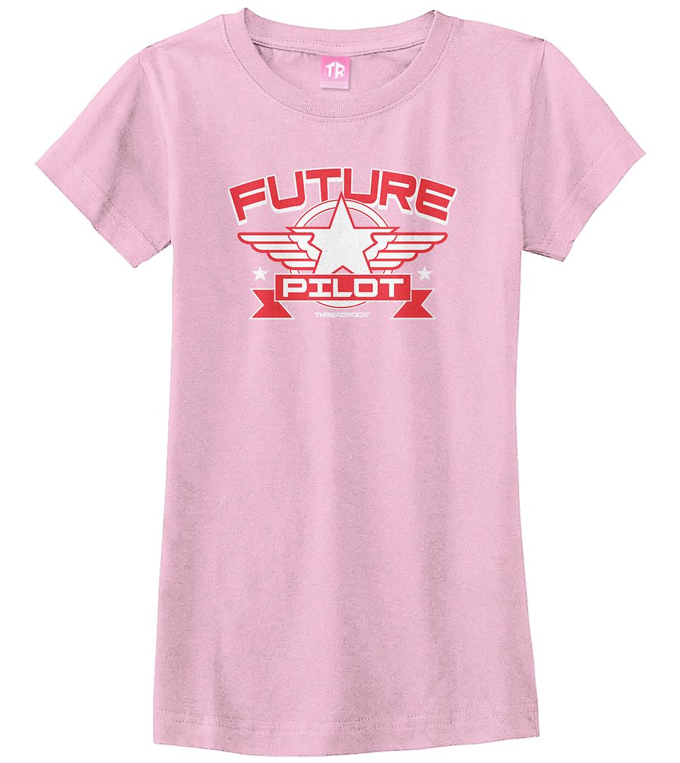Threadrock Girls Future Pilot Fitted T-shirt Airplane Aviation Flying Plane - Picture 3 of 3