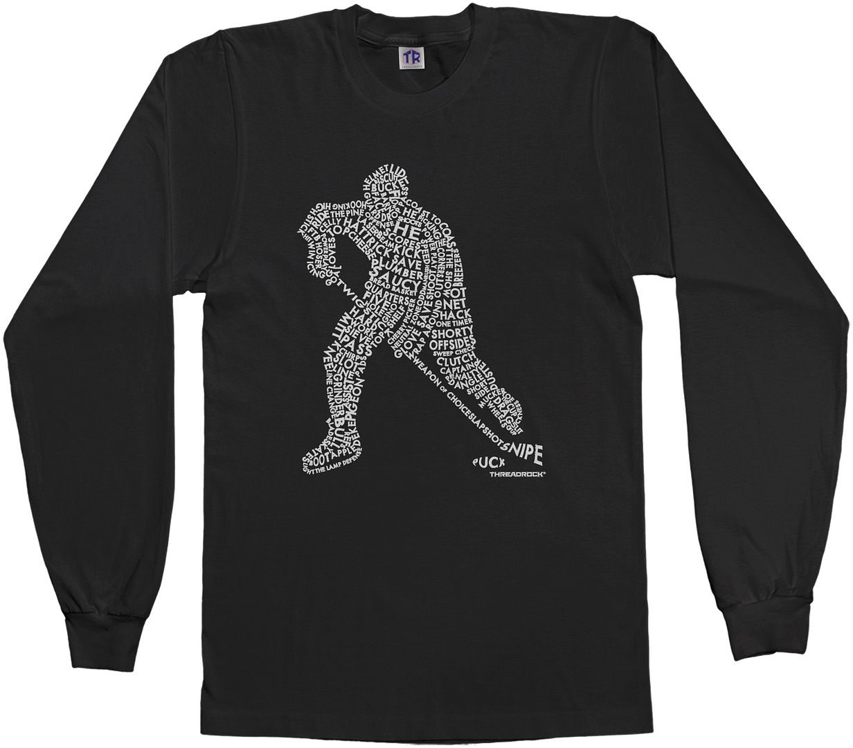 Threadrock Boys Hockey Player Typography Design Youth L/S T-shirt Ice Sports - Picture 2 of 5