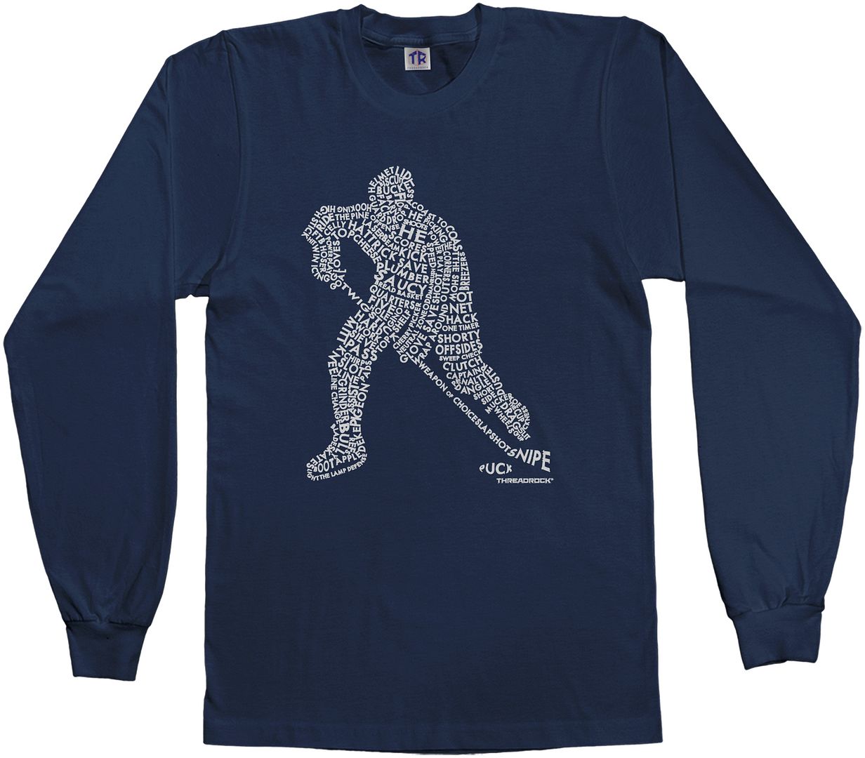 Threadrock Boys Hockey Player Typography Design Youth L/S T-shirt Ice Sports - Picture 3 of 5