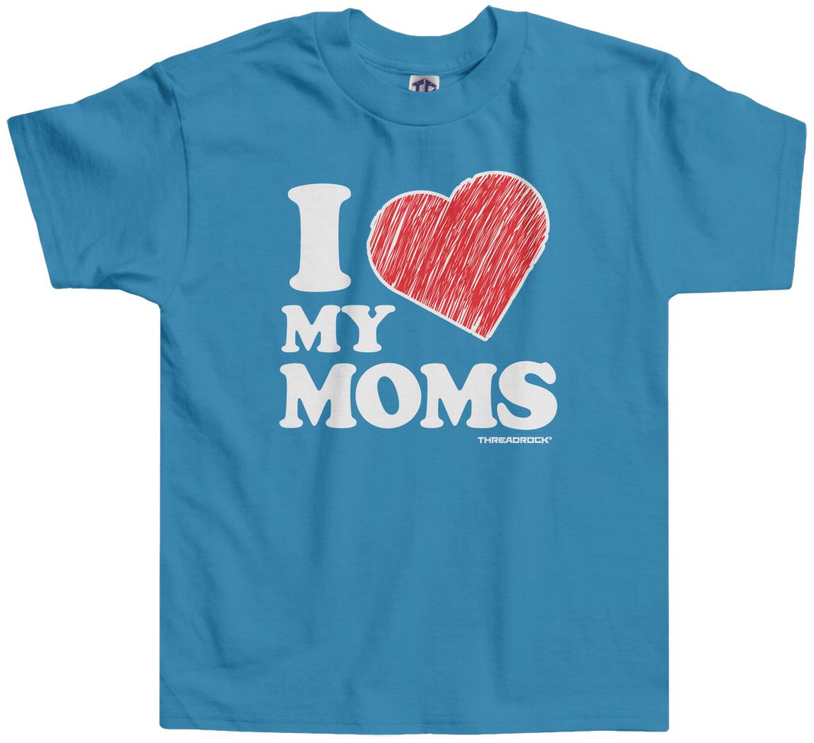 Camiseta Threadrock Kids I Love My Moms Niño Pequeño Dos Mamás LGBT Gay - Imagen 9 de 9