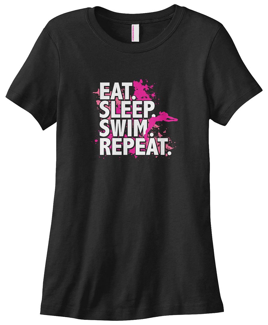 Threadrock Women's Eat Sleep Swim Repeat T-shirt Love Swimming Swim