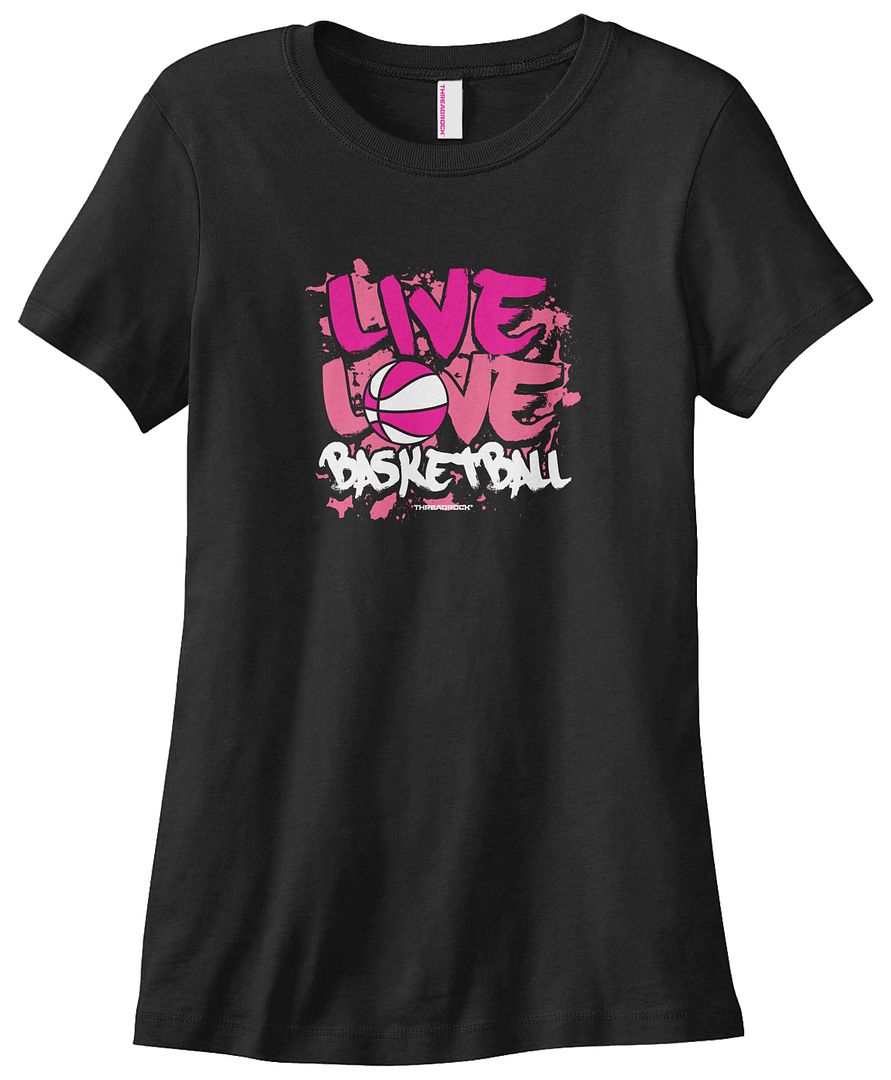 Threadrock Women's Live Love Basketball T-shirt Shoot Hoops Baskets