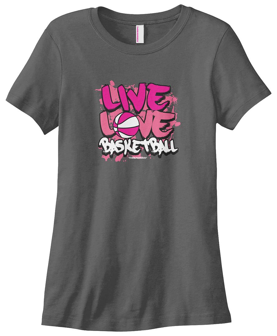 Threadrock Women's Live Love Basketball T-shirt Shoot Hoops Baskets