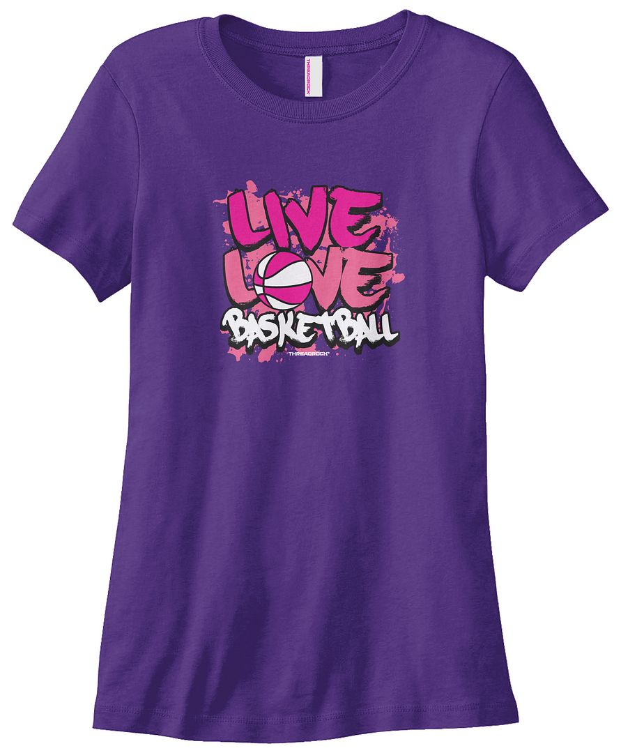 Threadrock Women's Live Love Basketball T-shirt Shoot Hoops Baskets