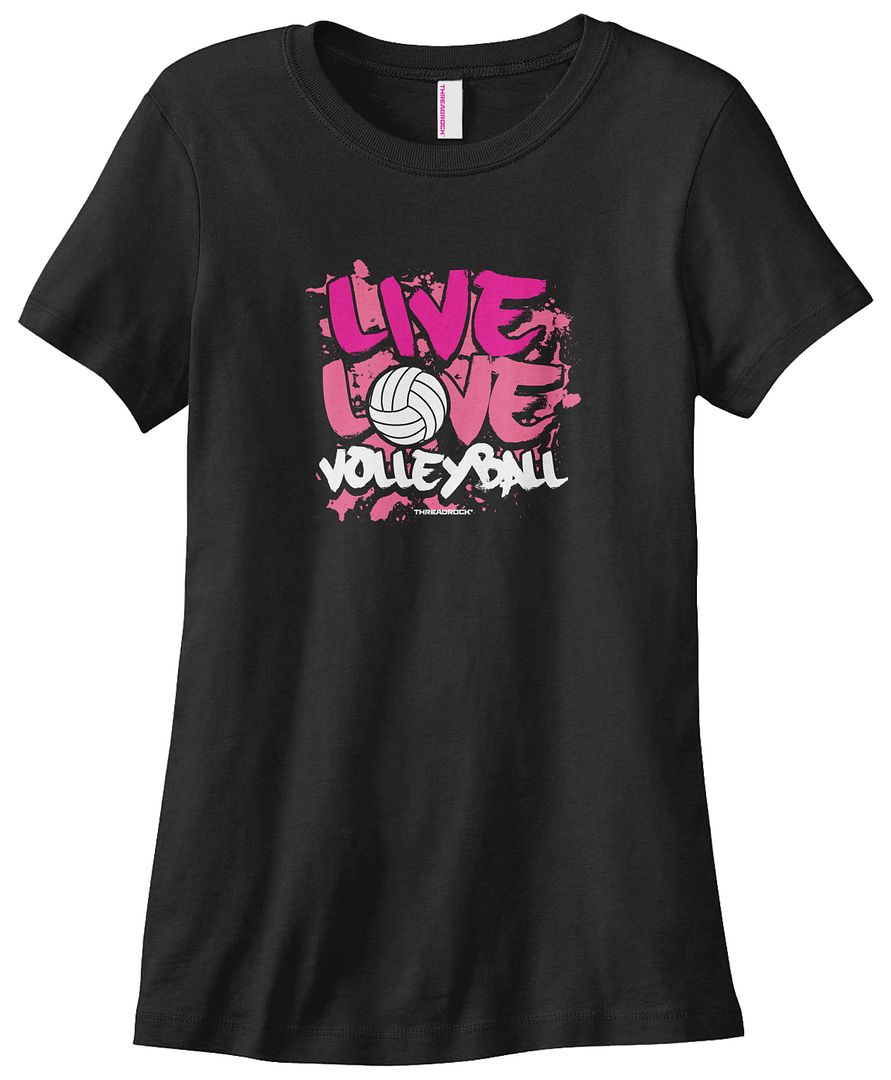 Threadrock Women's Live Love Volleyball T-shirt Coach Team Volley