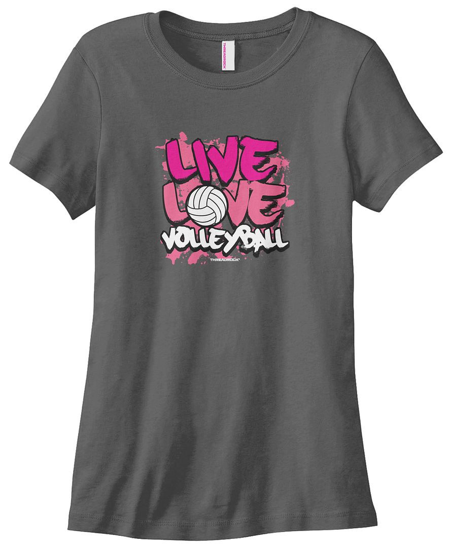 Threadrock Women's Live Love Volleyball T-shirt Coach Team Volley