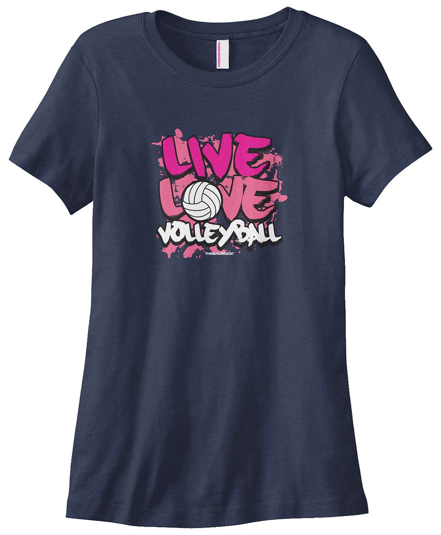 Threadrock Women's Live Love Volleyball T-shirt Coach Team Volley