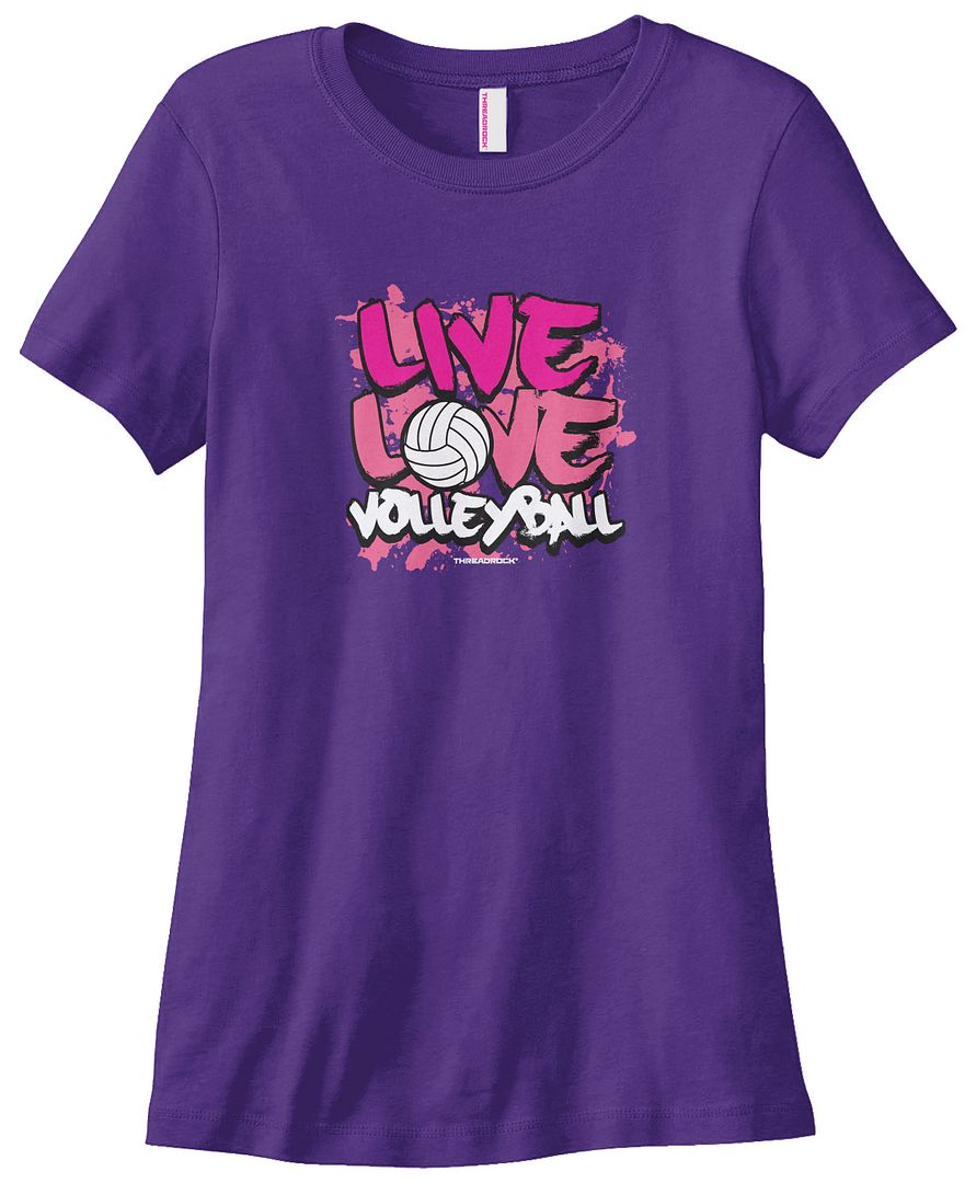 Threadrock Women's Live Love Volleyball T-shirt Coach Team Volley