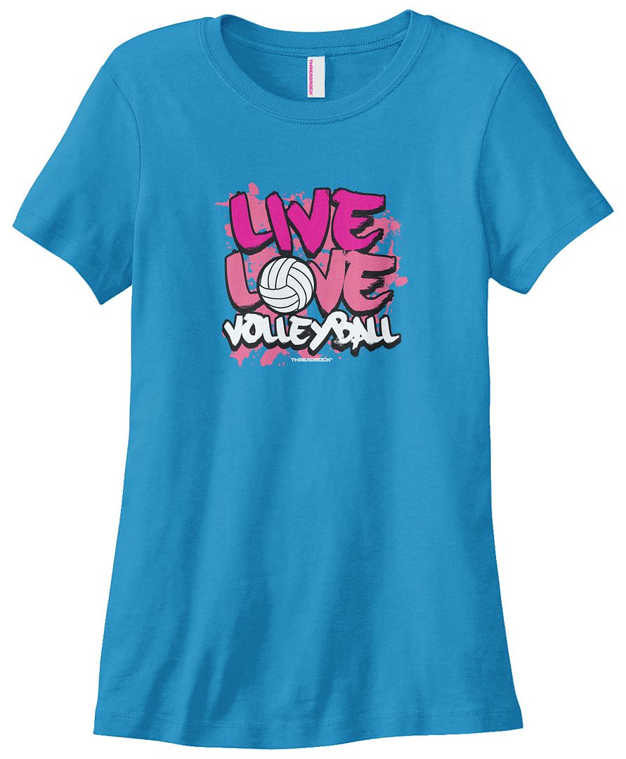 Threadrock Women's Live Love Volleyball T-shirt Coach Team Volley