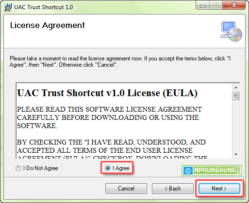 UAC Trust Shortcut License Agreement