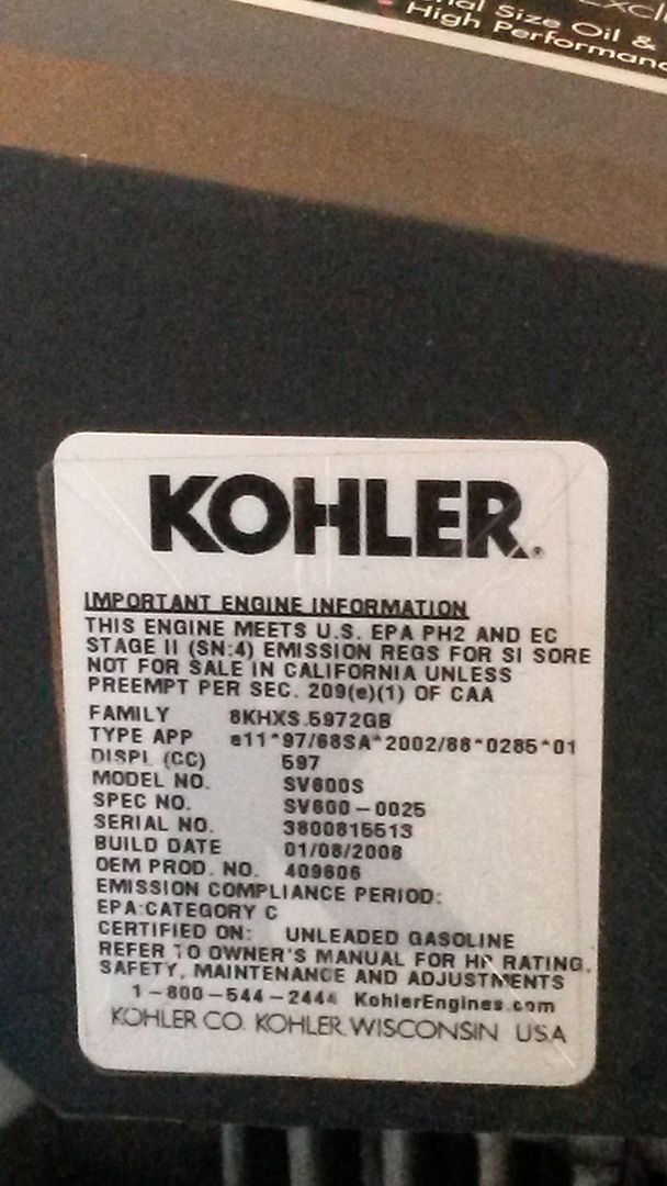 Craftsman Ys4500 Kohler Sv600s My Lawnmower Forum 3350