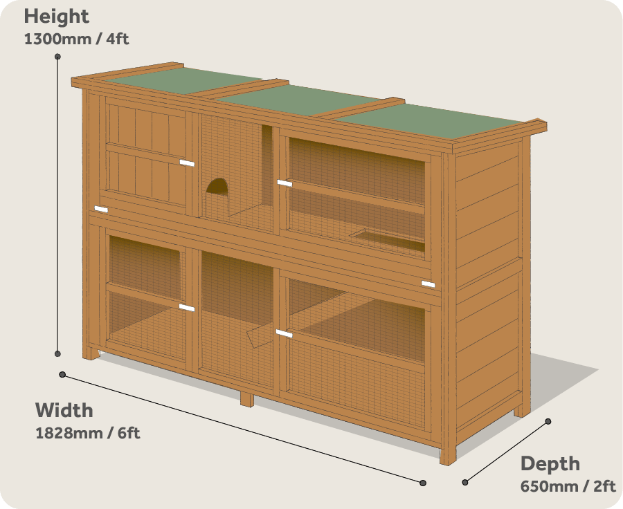 6ft Chartwell Double Luxury Rabbit Hutch