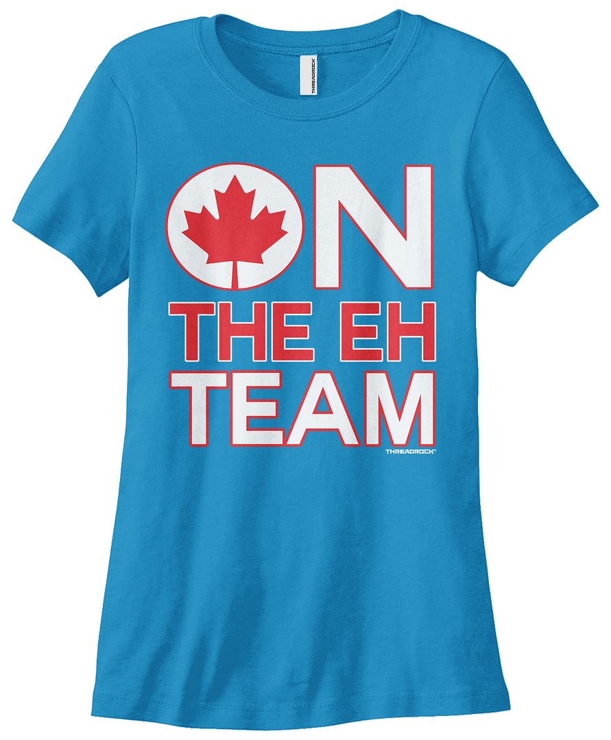 Threadrock Women/'s On The Eh Team T-shirt Funny Canada Canadian Flag