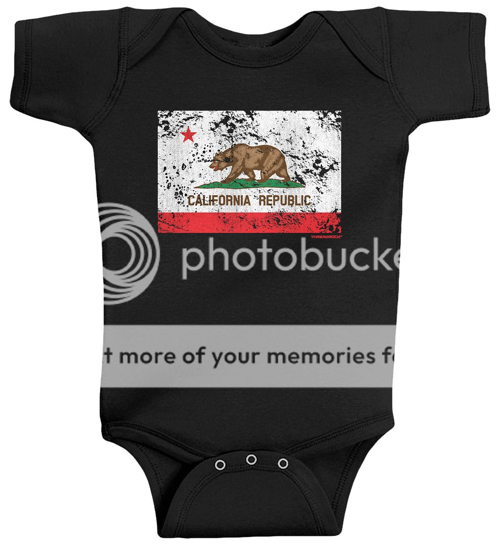 Threadrock Baby California Republic Distressed Flag Infant Bodysuit Bear CA